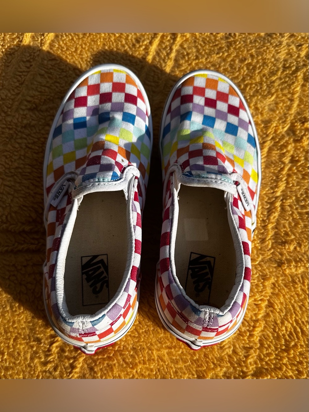 Vans Kids Rainbow Checkerboard Slip-On Sneakers
